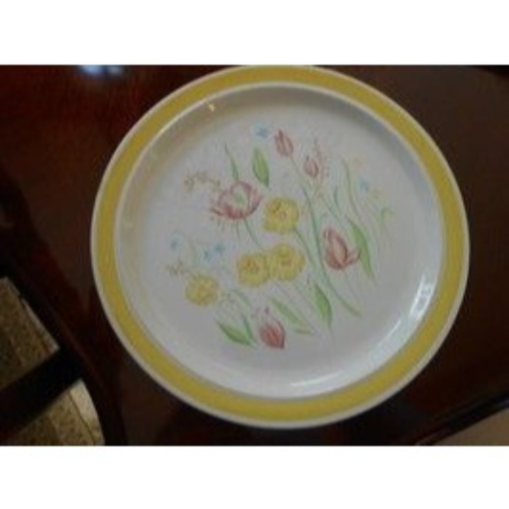 Royal USA 12" Chop Plate Serving Platter RYL370 Pink Yellow Flowers NWT